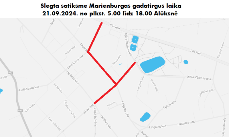 Satiksmes ierobežojumi Marienburgas gadatirgus norises laikā