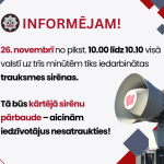 26. novembrī visā valstī tiks iedarbinātas trauksmes sirēnas