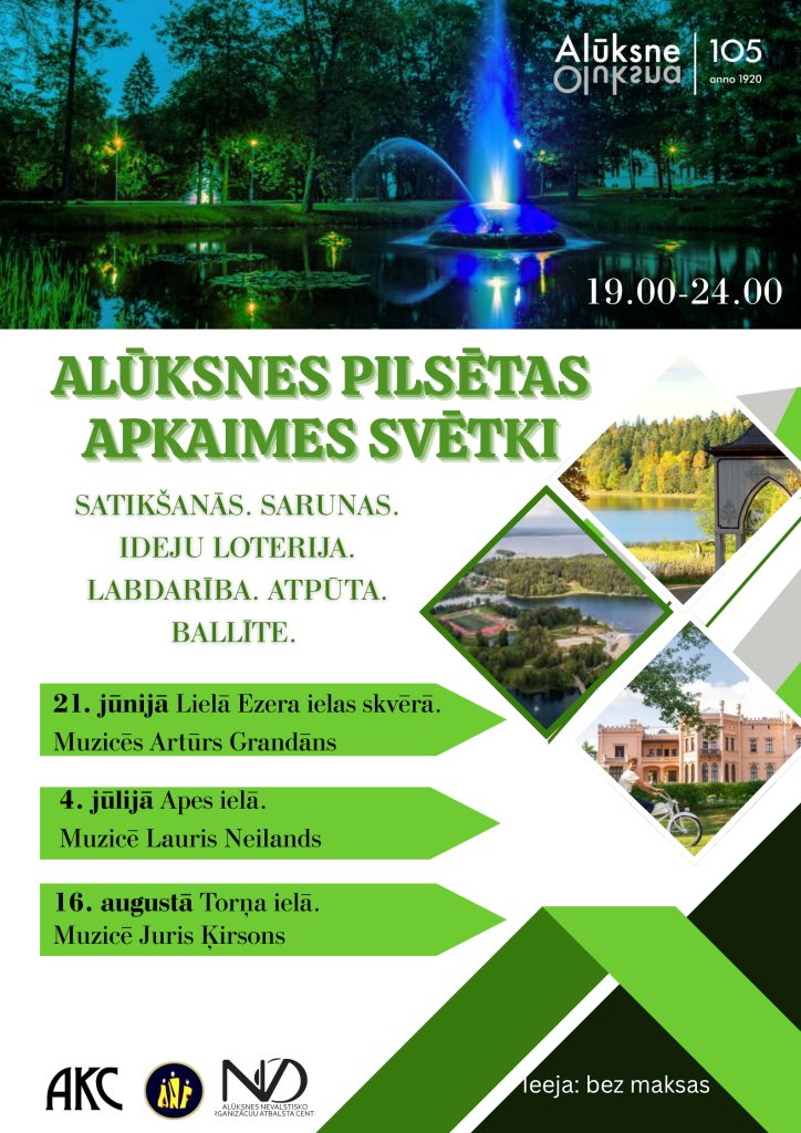 Atzīmējot Alūksnes 105. jubileju, pirmo reizi svinēsim Alūksnes pilsētas Apkaimes svētkus