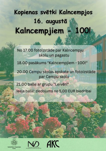 Kalncempju pagasta 100 gadu jubilejas plakāts