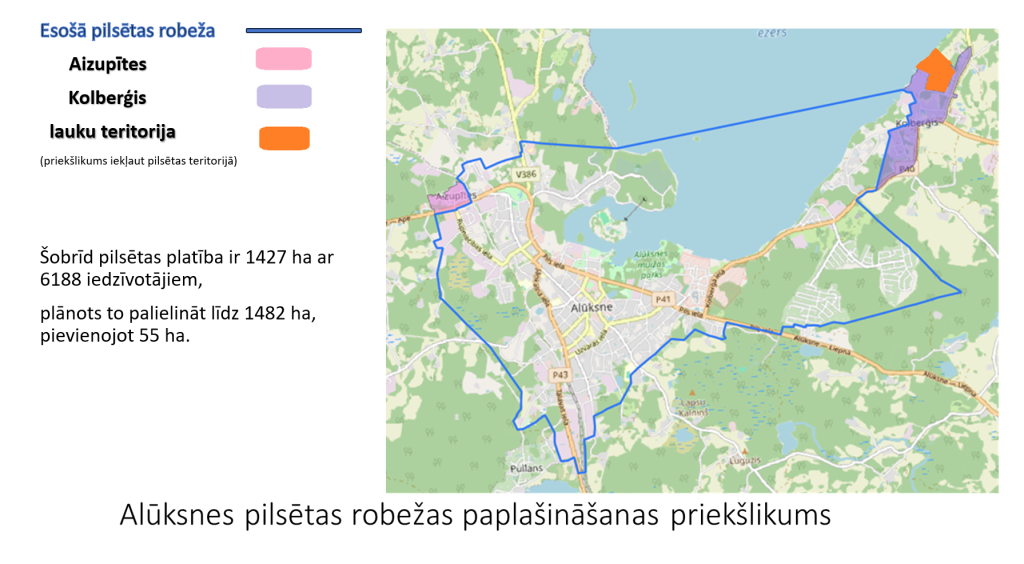 Konceptuāli atbalsta priekšlikumu nākotnē paplašināt Alūksnes pilsētas teritoriju