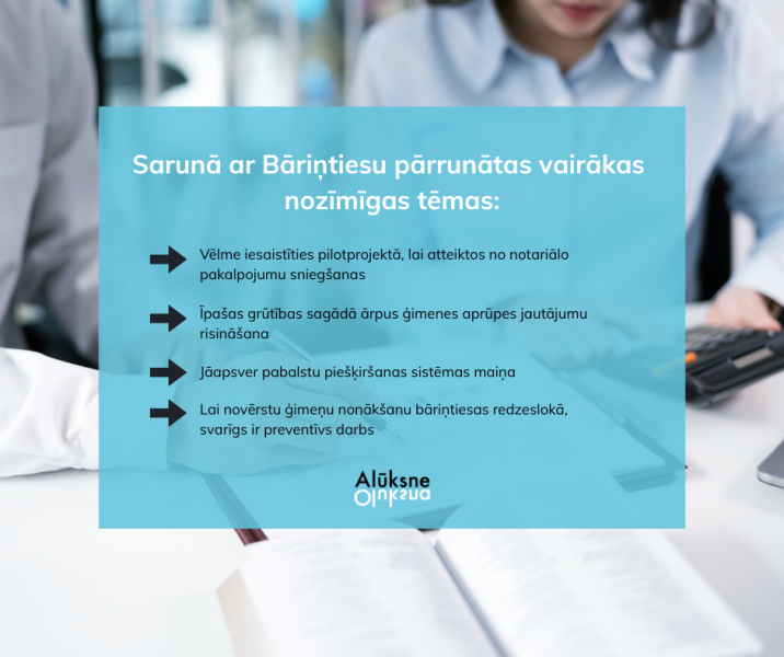 Pašvaldības vadība tikās ar Alūksnes novada bāriņtiesas priekšsēdētāju 