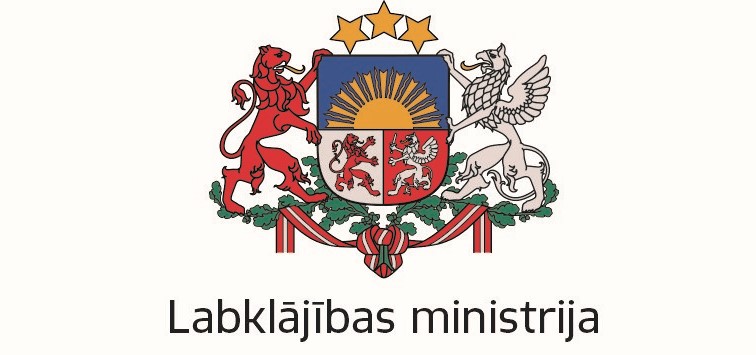 Latvijas valsts ģerbonis ar Labklājības ministrijas nosaukumu