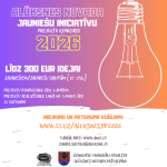 Plakāts ar purpuru-oranžu fona gradientu un baltu spuldzes kontūru labajā pusē, kas simbolizē ideju. Teksts: ALŪKSNES NOVADA JAUNIEŠU INICIATĪVU PROJEKTU KONKURSS 2026. LĪDZ 300 EUR IDEJAI JAUNIEŠIEM/JAUNIEŠU GRUPĀM [13-25G]. PROJEKTU IESNIEGŠANA: LĪDZ 3.APRĪLIM. PROJEKTU REALIZĒŠANA: LAIKĀ NO 5.MAIJA LĪDZ 31. OKTOBRIM. NOLIKUMS UN PIETEIKUMA VEIDLAPA: WWW.EJ.UZ/ALUKSNESJIP2026. VAIRĀK INFO: WWW.ABJC.LV, ZANDA.SKETIKA@ALUKSNE.LV. Apakšā Alūksnes Bērnu un Jauniešu centra un Alūksnes novada pašvaldības logo, kā arī teksts: KONKURSU FINANSIĀLI ATBALSTA ALŪKSNES NOVADA PAŠVALDĪBA.