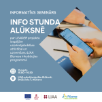 Informatīvs seminārs un Info stunda Alūksnē par LEADER projektu iespējām uzņēmējdarbības attīstībai un uzņemšanu LIAA Biznesa inkubācijas programmā. Seminārs notiks 11. martā no 15.00 līdz 16.30 LIAA pārstāvniecībā Alūksnē, Brūža ielā 7, Alūksnē. Attēlā redzamas rokas, kas lieto viedtālruni, blakus ir pildspalva un piezīmju grāmatiņa ar LIAA logotipu. Apakšā logotipi: ES Līdzfinansēta, 2021-2027, LIAA, Alūksnes lauku partnerība.