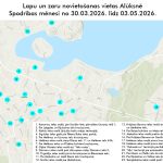 Alūksnes pilsētas karte, kurā atzīmēti 23 punkti, kuros Spodrības mēneša laikā no 30. marta līdz 3. maijam varēs novietot dārza atkritumus.