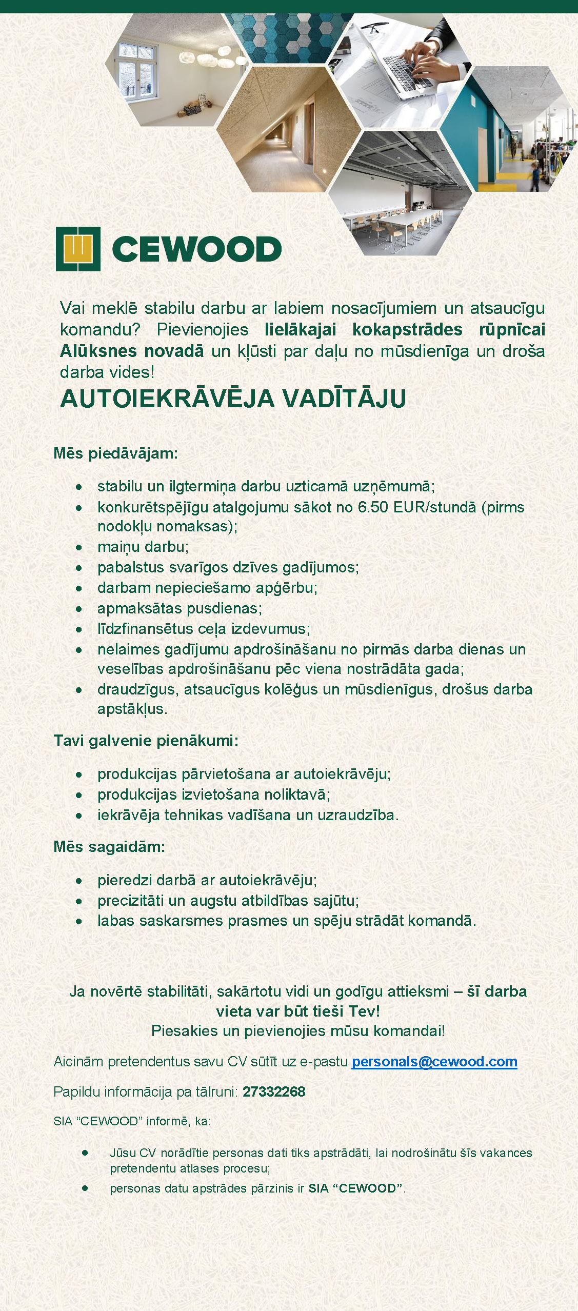 Autoiekrāvējs vakance