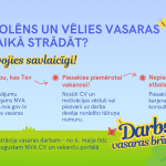 Reklāmas plakāts no Nodarbinātības valsts aģentūras (NVA), aicinot skolēnus meklēt vasaras darbu. Lielais uzraksts vēsta: "ESI SKOLĒNS UN VĒLIES VASARAS BRĪVLAIKĀ STRĀDĀT?