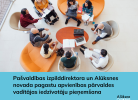 Daudznacionāla cilvēku grupa, tostarp persona ratiņkrēslā, sēž lokā mūsdienīgā telpā, apspriežot dokumentus un strādājot ar klēpjdatoriem. Attēlā redzams teksts: Pašvaldības izpilddirektora un Alūksnes novada pagastu apvienības pārvaldes vadītājas iedzīvotāju pieņemšana.