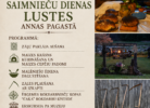 Pasākuma plakāts ar nosaukumu “Saimnieču dienas lustes Annas pagastā”, kas notiks Viktora Ķirpa Ates muzeja “Vidzemes lauku sētā” 2026. gada 26. jūlijā plkst. 13.00. Programmā iekļauta zāļu paklāja aušana, maizes krāsns kurināšana un maizes cepēju padomi, malēniešu ēdiena degustēšana, zāles pļaušana ar izkapti, Ērgemes rokdarbnieču kopas “Caka” rokdarbu izstāde un ekskursija pa muzeju. Plkst. 14.00 notiks Ādolfa Alunāna dziesmu spēle “Draudzes Bazārs” Cesvaines Tautas teātra izpildījumā. Pasākums notiek sadarbībā ar Annas pagasta kultūras namu. Ieeja: 5.00 eiro. Plakāta labajā pusē redzami attēli, kas ilustrē pasākuma tēmu: Vidzemes lauku sēta no putna lidojuma, svaigi ceptas maizes klaipi, muzeja koka izkārtne, rindā saliktas izkaptis un dažādi rokdarbi.