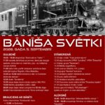 Plakāts ar melnbaltu vēsturiskas tvaika lokomotīves "Gr Nr 319" "Ferdinands" fotogrāfiju, kas velk vagonu kustībā. Plakāts reklamē "BĀNĪŠA SVĒTKUS 2026. GADA 5. SEPTEMBRĪ", kas veltīti Gulbenes-Alūksnes Bānīša 123. gadadienai, un tajā ir informācija par pasākumiem Gulbenē, Stāmerienā un Alūksnē, kā arī "BRAUCIENI AR BĀNĪTI", tostarp "Tvaika lokomotīves "Ferdinands" reiss".