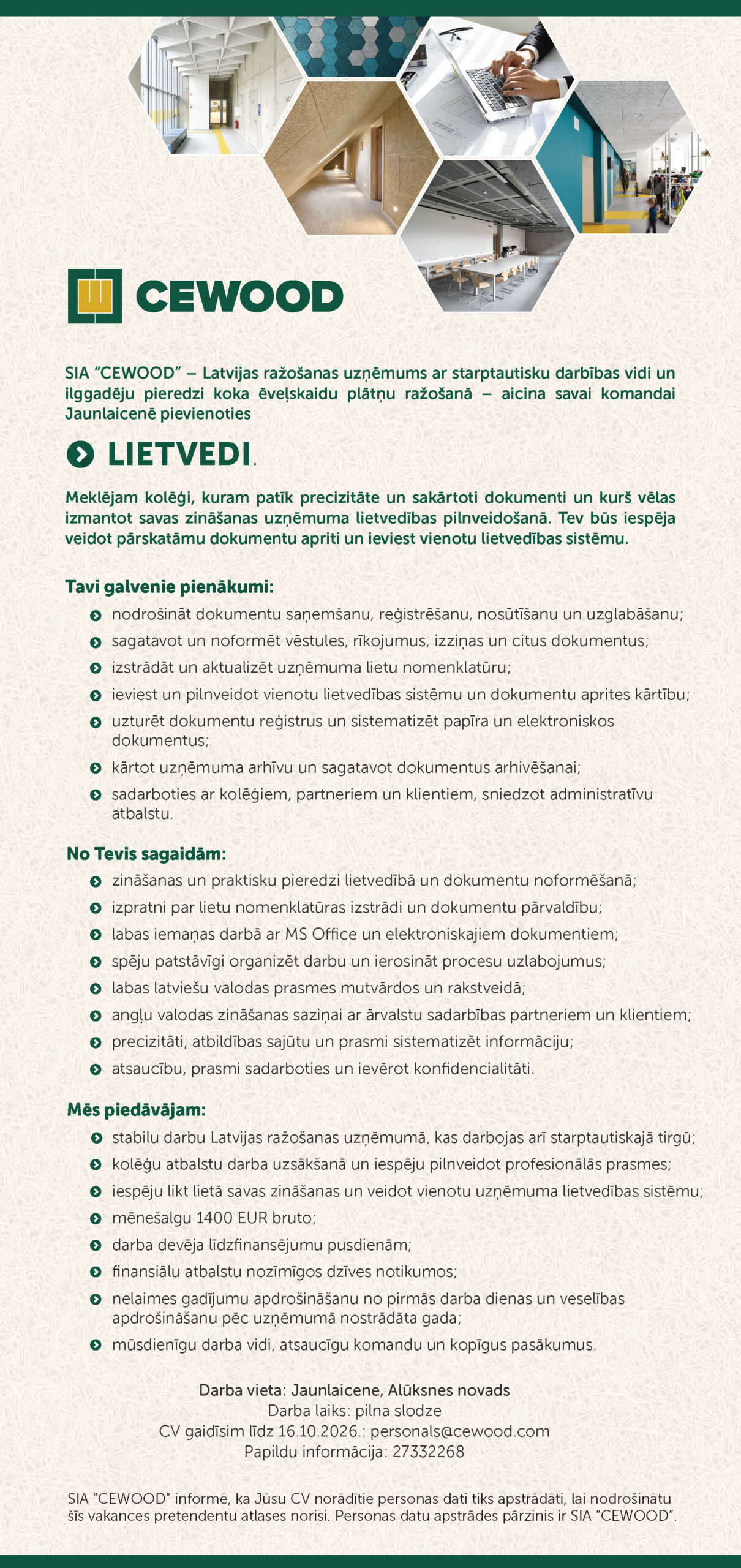 Vakance - lietvedis